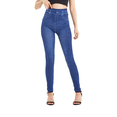 VISNXGI Bezšuvju Slim Sieviešu Mākslīgā džinsa Džinsi Legingi Fitnesa Treniņa Kabatas Apdruka Vasaras Ikdienas Zīmuļu Bikses Sporta Džeggingi