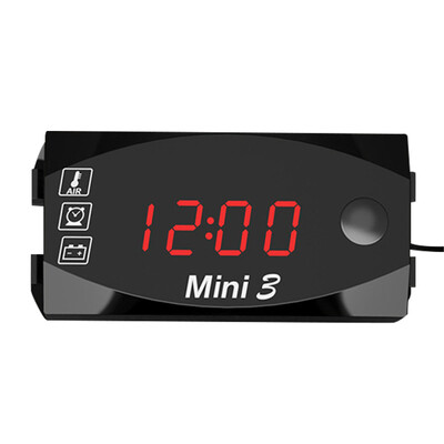 Motocikls DC 6V-30V 3 vienā digitālais laika pulkstenis + termometrs + sprieguma voltmetrs IP67 ūdensizturīgs testeris akumulatora monitora mērītājs