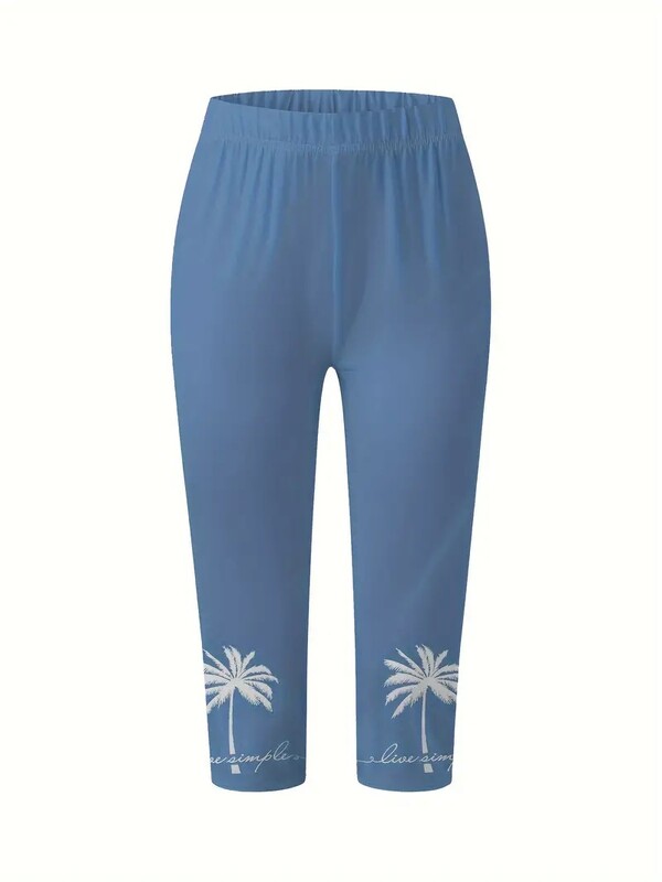 Vasaras pludmales brīvdienu stila elastīgs, elastīgs viduklis stingrs ikdienas legingi capri bikses sievietēm