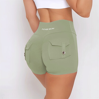 Pchee Bum Pantaloni scurți pentru femei Pocket Scrunch Butt Pantaloni scurți pentru sport de gimnastică Legging pentru femei Pantaloni scurți pentru femei Pantaloni pentru femei