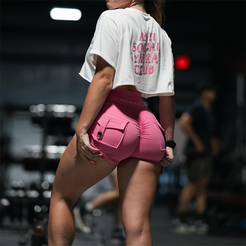 Pchee Bum Pantaloni scurți pentru femei Pocket Scrunch Butt Pantaloni scurți pentru sport de gimnastică Legging pentru femei Pantaloni scurți pentru femei Pantaloni pentru femei
