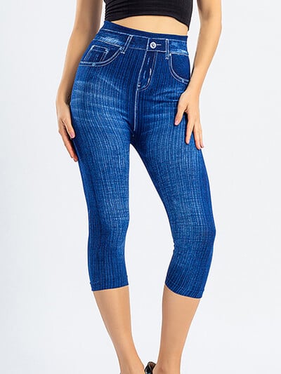 Karstā izpārdošana Vasaras Capris Mākslīgie Džinsi Seksīgi legingi Treniņam Sporta leggins Elastīgas Īsas Bikses Push Up Gym