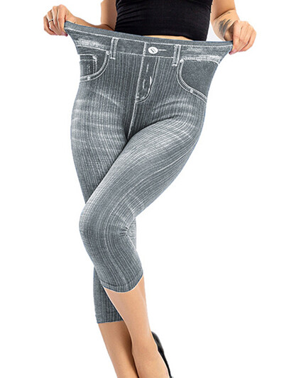 Karstā izpārdošana Vasaras Capris Mākslīgie Džinsi Seksīgi legingi Treniņam Sporta leggins Elastīgas Īsas Bikses Push Up Gym