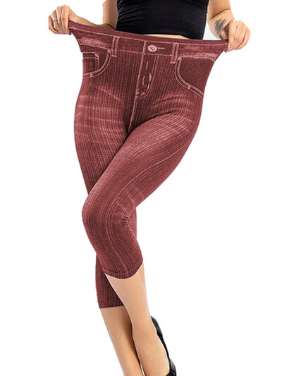 Karstā izpārdošana Vasaras Capris Mākslīgie Džinsi Seksīgi legingi Treniņam Sporta leggins Elastīgas Īsas Bikses Push Up Gym