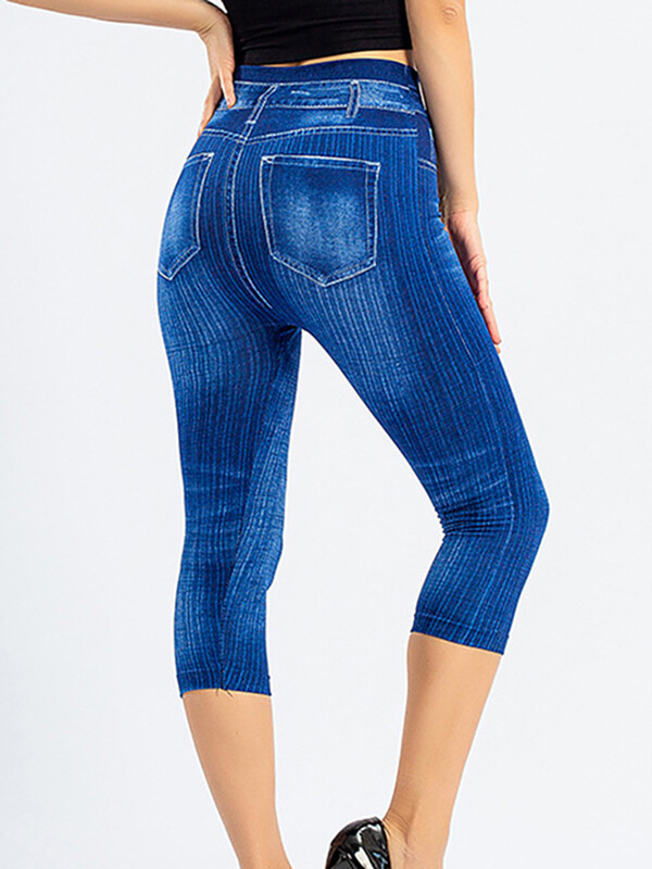 Karstā izpārdošana Vasaras Capris Mākslīgie Džinsi Seksīgi legingi Treniņam Sporta leggins Elastīgas Īsas Bikses Push Up Gym