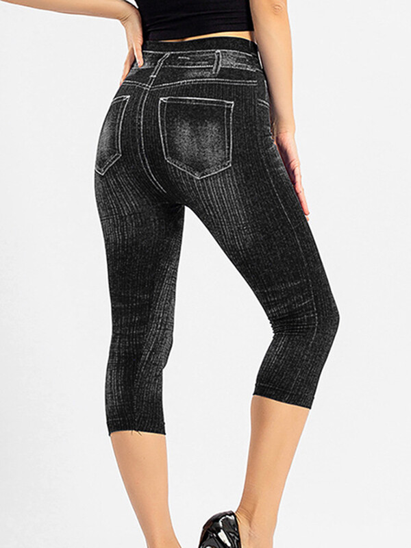 Karstā izpārdošana Vasaras Capris Mākslīgie Džinsi Seksīgi legingi Treniņam Sporta leggins Elastīgas Īsas Bikses Push Up Gym