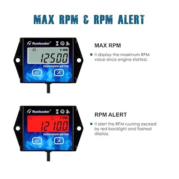 Цифров брояч на часове Тахометър Габарит RPM Предупреждение Подсветки Сменяема батерия HM011HA за 2/4 тактов малък газов двигател, използван по закон