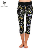 LETSFIND magas derekú női leggings 3D szitakötő mintás Capri leggins nyári puha fitnesz lábszárközép 3/4 sztreccs nadrág