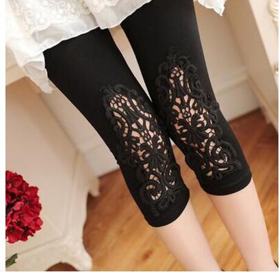 Shikoroleva tajice Ženske modalne pamuk 3/4 Capris kratke neprozirne jeggings heklane čipke velika veličina 7XL 6XL 5XL XS crveno ružičasta