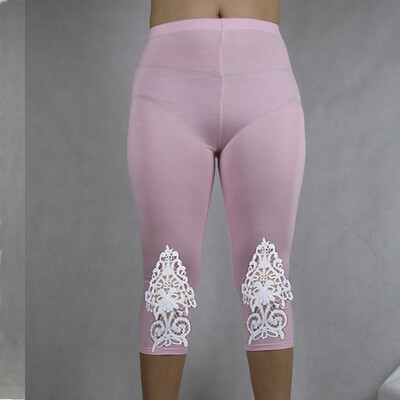 Shikoroleva tajice Ženske modalne pamuk 3/4 Capris kratke neprozirne jeggings heklane čipke velika veličina 7XL 6XL 5XL XS crveno ružičasta
