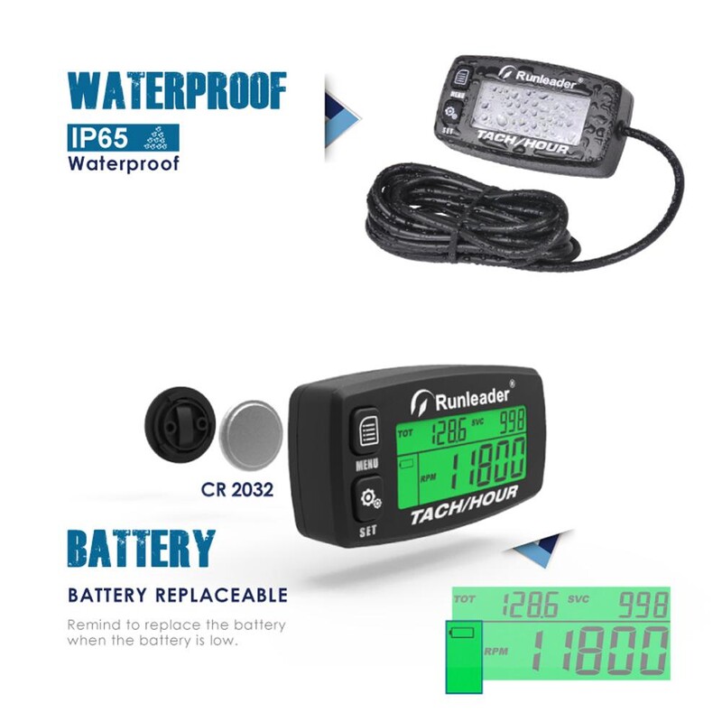 Induktivni mjerač broja obrtaja Upozorenje o broju okretaja u minuti motora Mjerač sati rada motora s pozadinskim osvjetljenjem Resetirajući taho mjerač sati za motocikl ATV kosilicu CRVENA