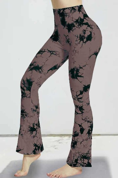 Pantaloni evazați cu vopsea cravată pentru femei Leggings de yoga din poliester spandex cu talie înaltă Ridicarea șoldului Alergare Plimbare Moda Fitness Pantaloni casual