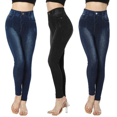 Pantaloni pentru femei, fără cusături, pantaloni cu imprimeu pentru femei, din bumbac, 2022, sexy pentru fete, tricotați cu talie înaltă, blugi artificiali, pantaloni de fitness din denim