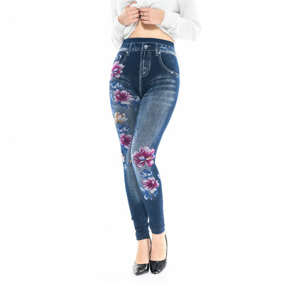 Femme Pantalon Bešavne tajice Ženske jeggings s printom Pamuk 2022. Seksi djevojka Pletene umjetne traperice visokog struka Traper tajice za fitness