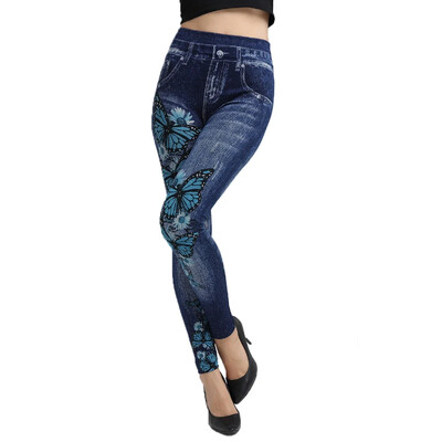 Femme Pantalon Bešavne tajice Ženske jeggings s printom Pamuk 2022. Seksi djevojka Pletene umjetne traperice visokog struka Traper tajice za fitness