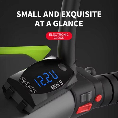 3 In 1 Motorcycle Voltmeter Electronic Clock IP67 Waterproof Dustproof Thermometer Voltmeter LED Digital Universal Watch Clock