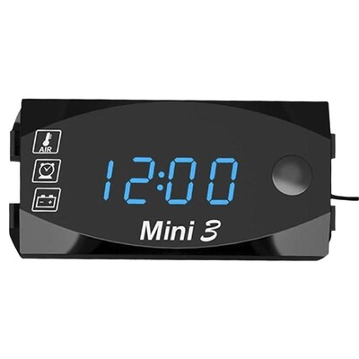 3 az 1-ben motorkerékpár feszültségmérő elektronikus óra IP67, vízálló porálló hőmérő Voltmérő LED digitális univerzális óra