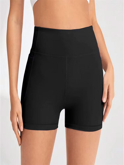 Sporta īsie jogas stulpiņi Pietupieni ar augstu vidukli Fitnesa šauri šorti Ātri žūstoši riteņbraukšanas treniņšorti