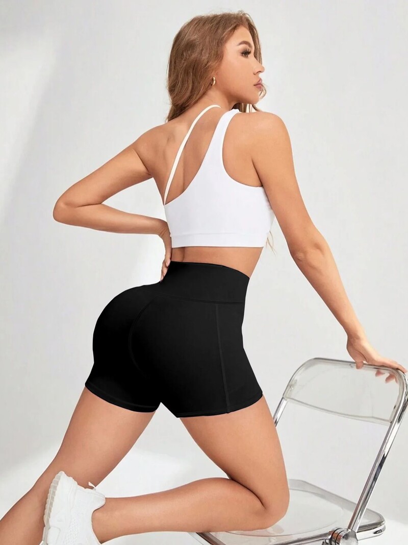 Sporta īsie jogas stulpiņi Pietupieni ar augstu vidukli Fitnesa šauri šorti Ātri žūstoši riteņbraukšanas treniņšorti