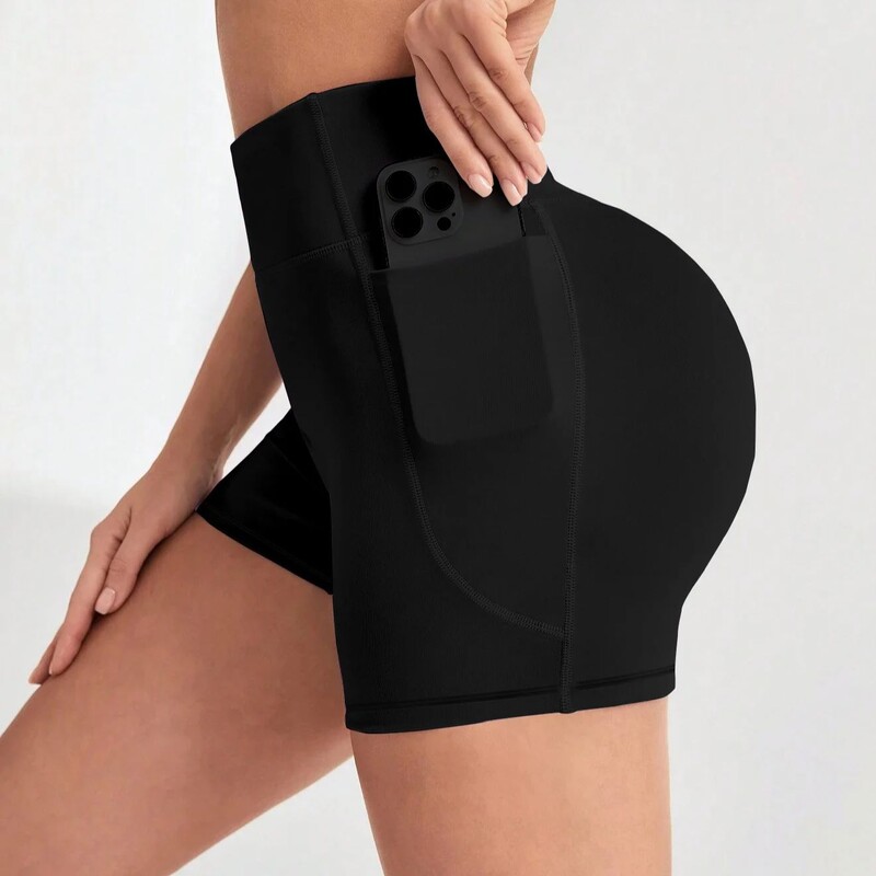 Sporta īsie jogas stulpiņi Pietupieni ar augstu vidukli Fitnesa šauri šorti Ātri žūstoši riteņbraukšanas treniņšorti