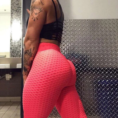 Női varrat nélküli elasztikus buborékos nadrágok szexi karcsú harisnya kültéri kocogás séta magas derekú csípő emelés divat jóga leggings