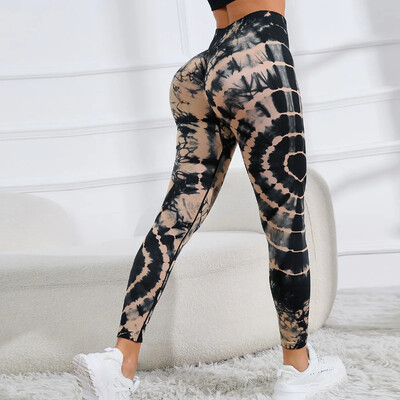 Zökkenőmentes nyakkendőfesték leggings Női Fitness Magas Elasztikus Leggings Magas Derék Csípő Emelő Divat Kötött Nadrág Edzőterem Edzés Vékony Harisnyanadrág