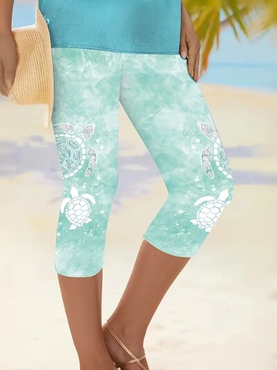 Vara vara plaja stil stretch slim talie elastica stramta leggings casual pantaloni capri femei