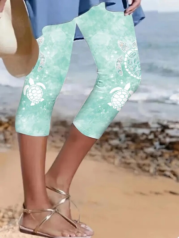 Vara vara plaja stil stretch slim talie elastica stramta leggings casual pantaloni capri femei