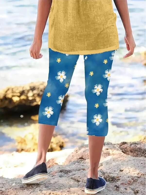 Vara vara plaja stil stretch slim talie elastica stramta leggings casual pantaloni capri femei