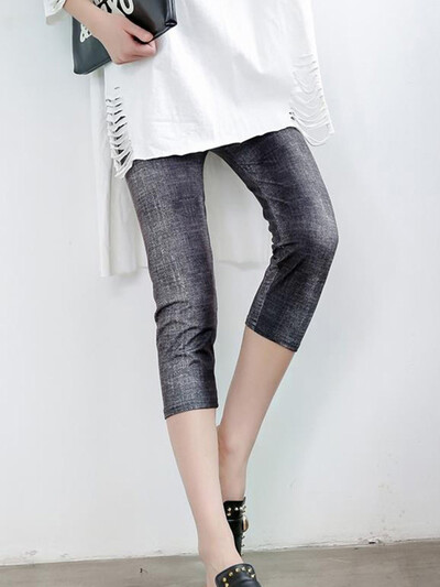 CUHAKCI Leggings de antrenament pentru femei de vară negru Jegging cu talie înaltă Capri elastic legging de fitness Mujer Solid