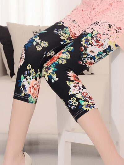 CUHAKCI Leggings de antrenament pentru femei de vară negru Jegging cu talie înaltă Capri elastic legging de fitness Mujer Solid