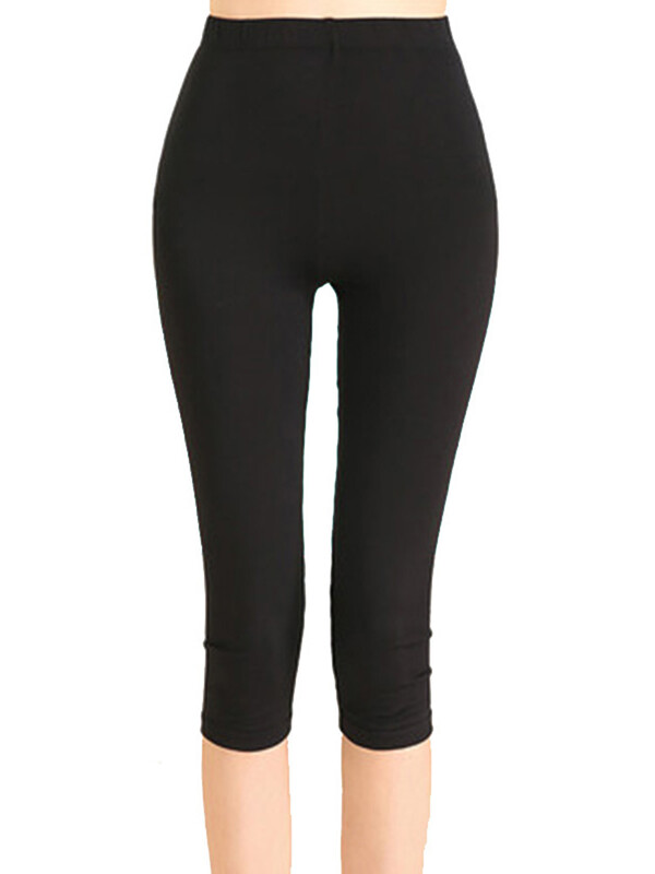 CUHAKCI Leggings de antrenament pentru femei de vară negru Jegging cu talie înaltă Capri elastic legging de fitness Mujer Solid