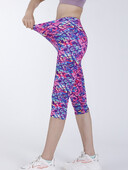 VIIANLES Fitness Capris Elasztikus Rózsabetűk Nyomtatott Leggings Nyári Alsó Rövid nadrágok Női 2022 Új akciós akció