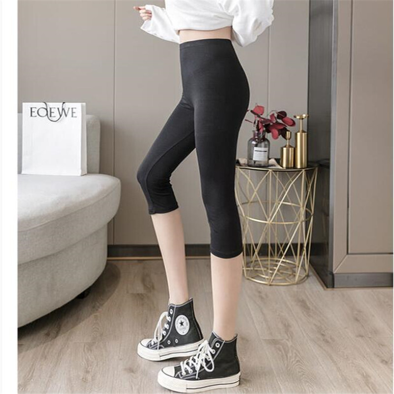 Leggings XS-7XL Nyári leggings női 3/4 rövid leggings nadrág vékony női nagy méretű sztreccs szürke fekete fehér rózsaszín 6XL 5XL 4XL 3XL