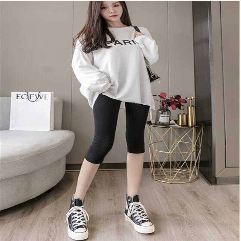 Leggings XS-7XL Nyári leggings női 3/4 rövid leggings nadrág vékony női nagy méretű sztreccs szürke fekete fehér rózsaszín 6XL 5XL 4XL 3XL