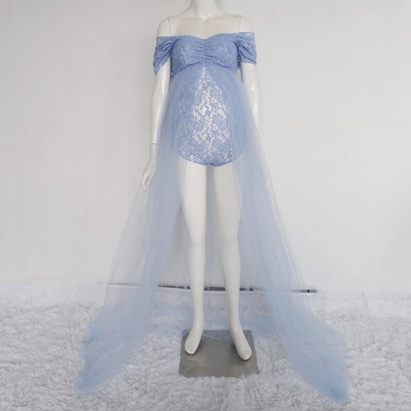 Csipke pántos tüll kismama body ruha terhes nő tüll fotózás hosszú ruha