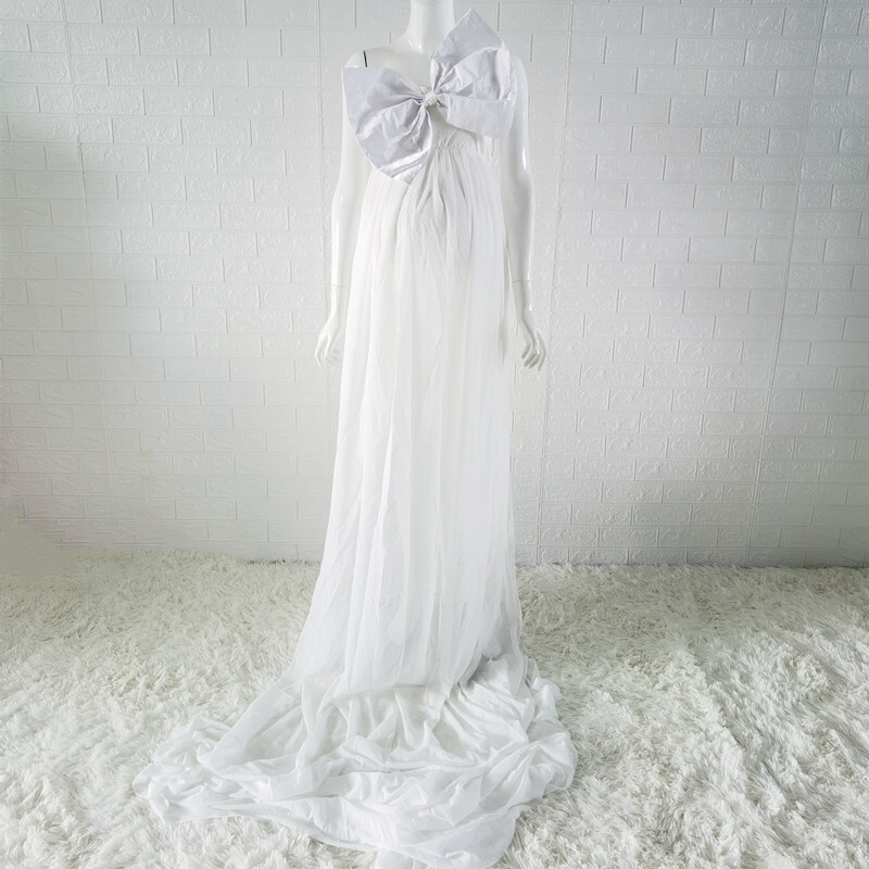 No pleca, liela loka mezgls Grūtniecības fotosesija garas kleitas šifona grūtniecības fotografēšana