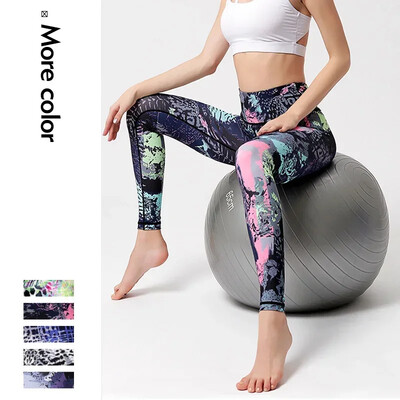 Cloud Hide Flower Fitness Sports Leggings for Women Gym Yoga Pants High Waist Секси дълги чорапогащници Панталони за бягане Workout Plus Size