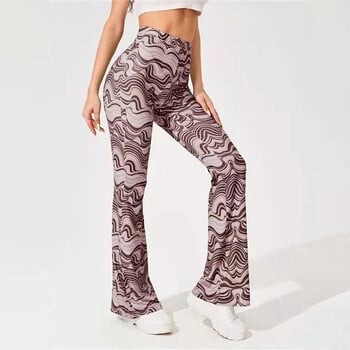 Γυναικεία Γιόγκα Flared Leggings Gym Ψηλόμεσο Παντελόνι Flare Plus Size Wave Printed Fitness Latin Dance Παντελόνι προπόνησης με φαρδύ πόδι