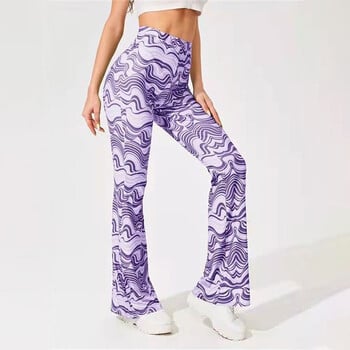 Γυναικεία Γιόγκα Flared Leggings Gym Ψηλόμεσο Παντελόνι Flare Plus Size Wave Printed Fitness Latin Dance Παντελόνι προπόνησης με φαρδύ πόδι