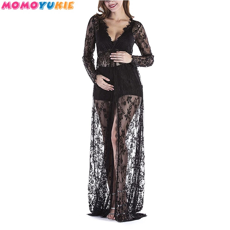 Odjeća s V izrezom za trudnice Čipkani kardigan za trudnice Duga haljina za trudnice Otmjeni rekviziti za fotografiranje