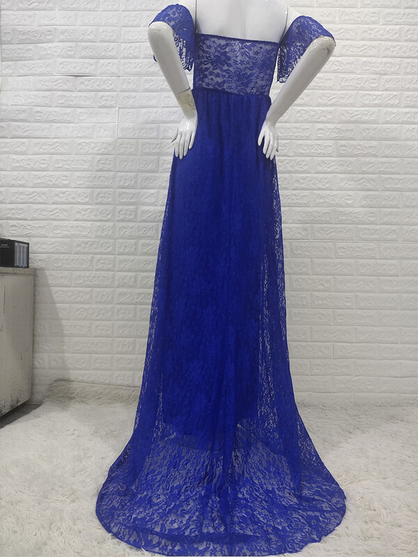 Seksīga mežģīņu gara kāzu kleita grūtniecei fotografēšanai, rekvizīti bez pleciem vasaras kleita grūtniecēm Fotoapģērbs