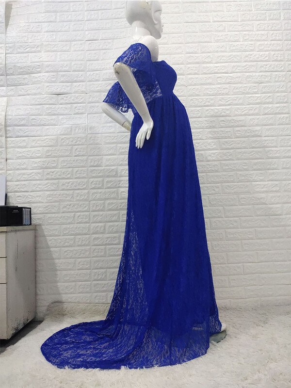 Seksīga mežģīņu gara kāzu kleita grūtniecei fotografēšanai, rekvizīti bez pleciem vasaras kleita grūtniecēm Fotoapģērbs