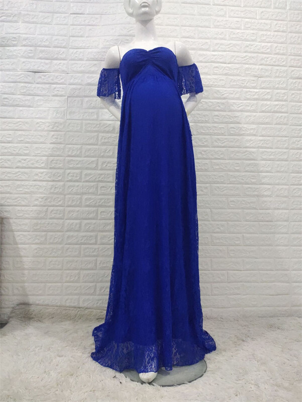 Seksīga mežģīņu gara kāzu kleita grūtniecei fotografēšanai, rekvizīti bez pleciem vasaras kleita grūtniecēm Fotoapģērbs