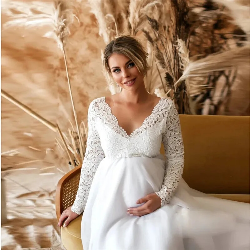 Dantela rochii albe de maternitate pentru baby shower sexy sarcina sedinta foto rochie maxi femei gravide petrecere nunta recuzita fotografie