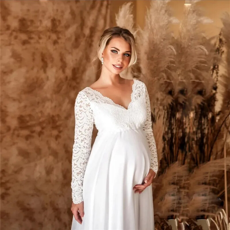 Dantela rochii albe de maternitate pentru baby shower sexy sarcina sedinta foto rochie maxi femei gravide petrecere nunta recuzita fotografie