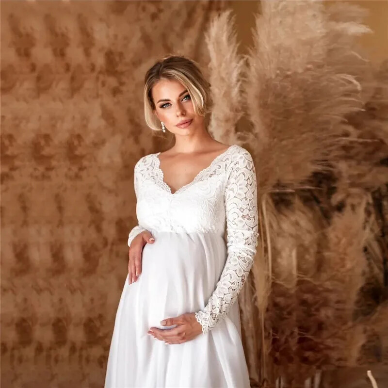 Dantela rochii albe de maternitate pentru baby shower sexy sarcina sedinta foto rochie maxi femei gravide petrecere nunta recuzita fotografie