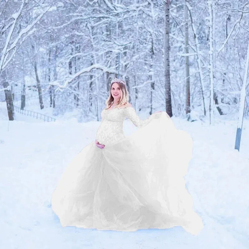 Hosszú ujjú kismama ruha csipke maxi ruha terhes női ruhák fotózás terhes ruha kismama ruhák fotózáshoz