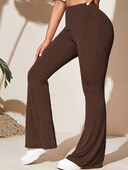 LW BASICS Plus Size High Waist Flared Strechy Παντελόνι Γυναικείο Παντελόνι Γιόγκα Κολάν γυμναστικής Φαρδύ Φαρδύ Killer Παντελόνι