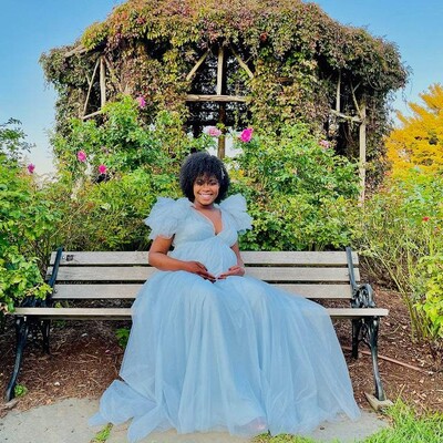 Női kismama ruha Csipkés kismama ruha V nyakú géz úszó vállon Maxi fotózás ruha Babazuhany fotózási ruha